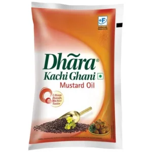 Dhara Kachhi Ghani Mustard Oil - 1 Litter Pouch